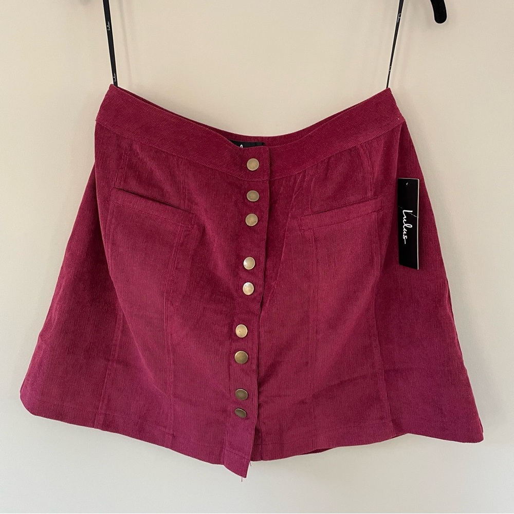 Lulu’s Made with Moxie Wine Red Corduroy Mini Skirt